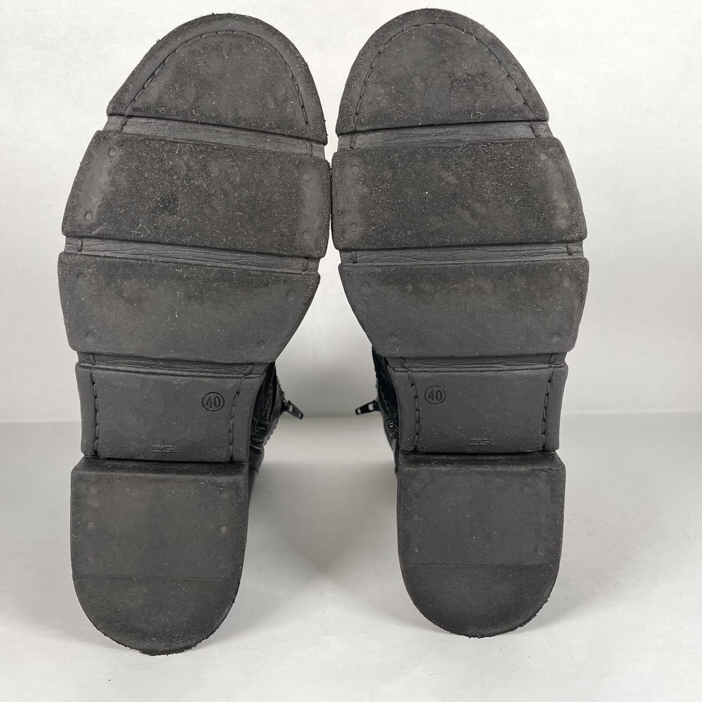 Miz Mooz Holdyn Boots Womens Size 40 US 9.5 Black Leather Shiny Ruched Zip Shoes - Picture 9 of 10